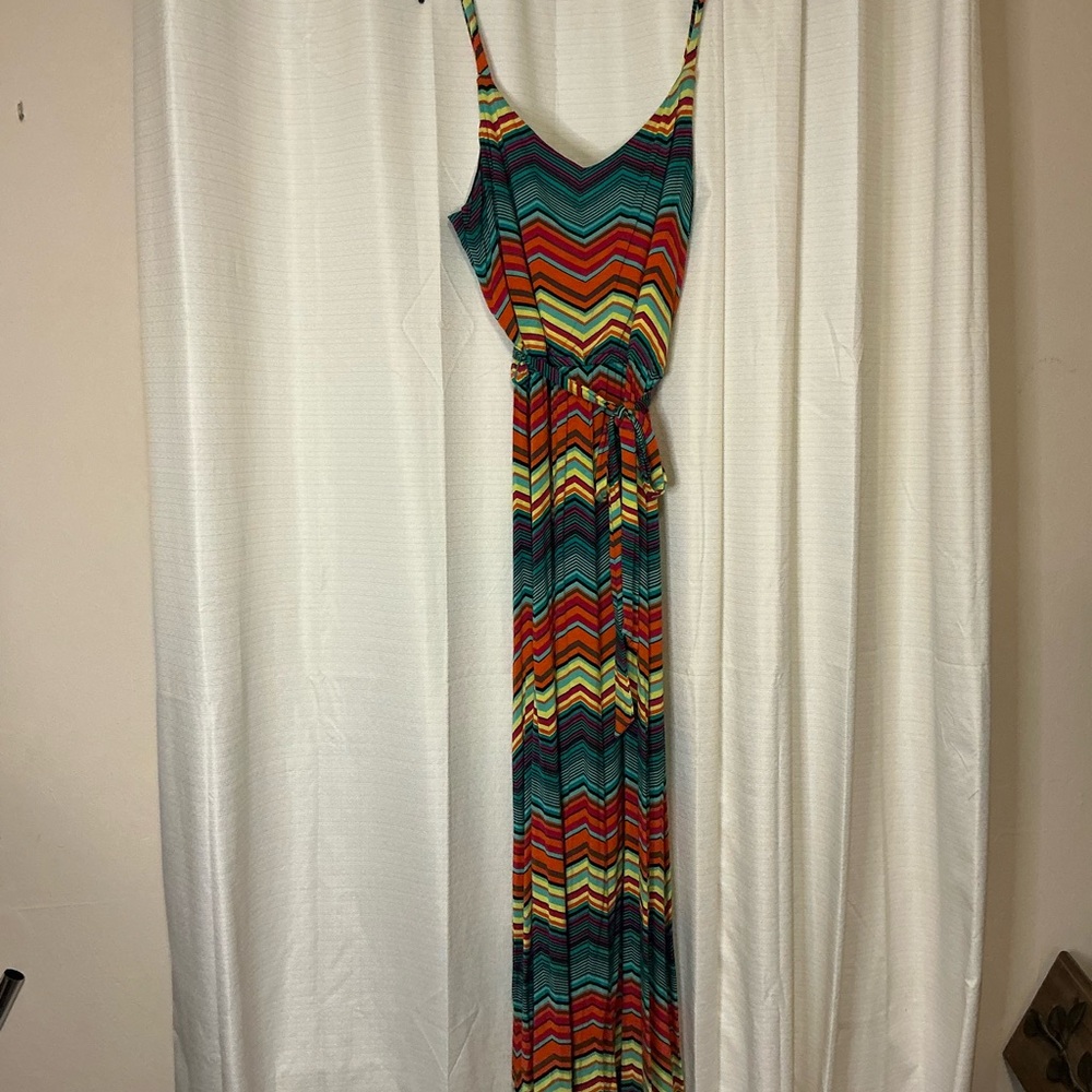 Chelsea & Theodore Multicolor Chevron Maxi Dress